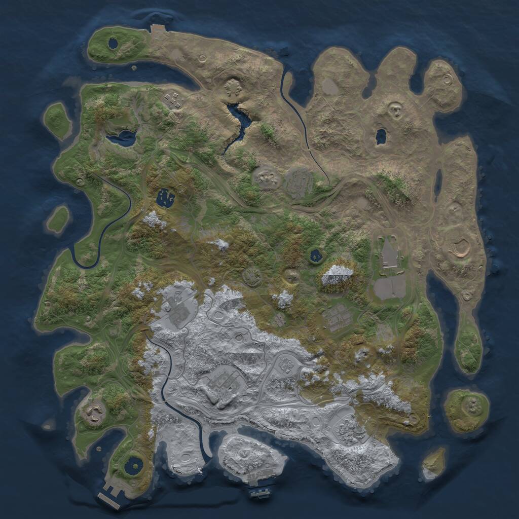 Rust Map: Procedural Map, Size: 4250, Seed: 1291208253, 16 Monuments