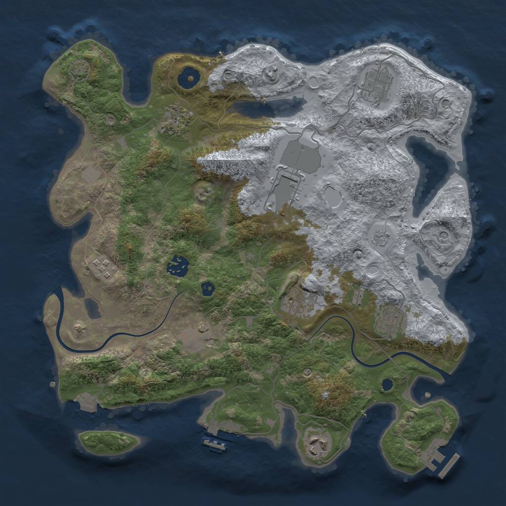 Rust Map: Procedural Map, Size: 3500, Seed: 265916923, 15 Monuments