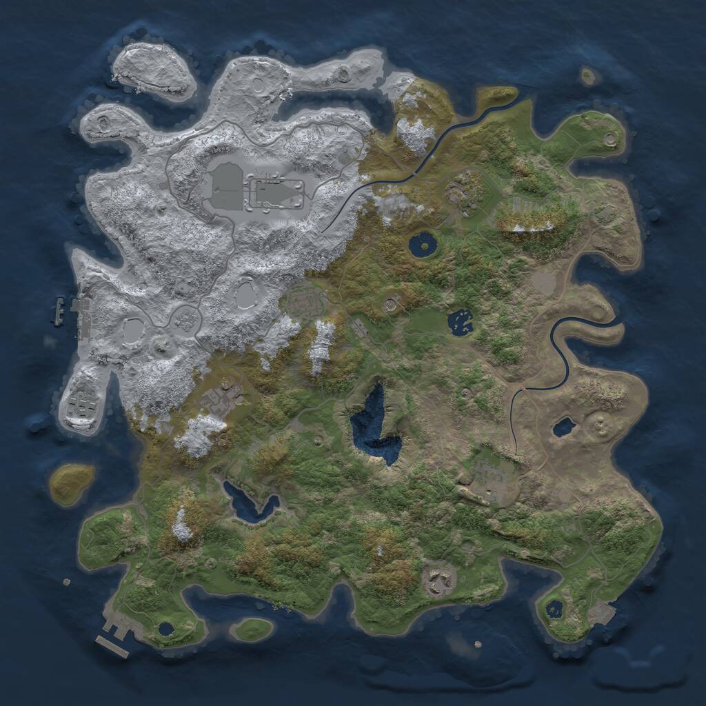 Rust Map: Procedural Map, Size: 4000, Seed: 954175416, 14 Monuments