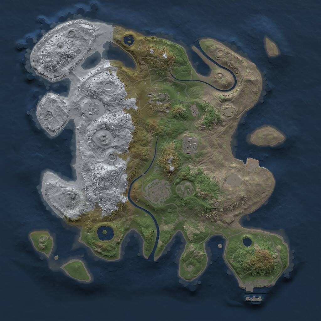 Rust Map: Procedural Map, Size: 3000, Seed: 1278400171, 8 Monuments