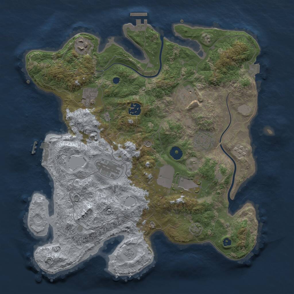 Rust Map: Procedural Map, Size: 3500, Seed: 1488249088, 14 Monuments