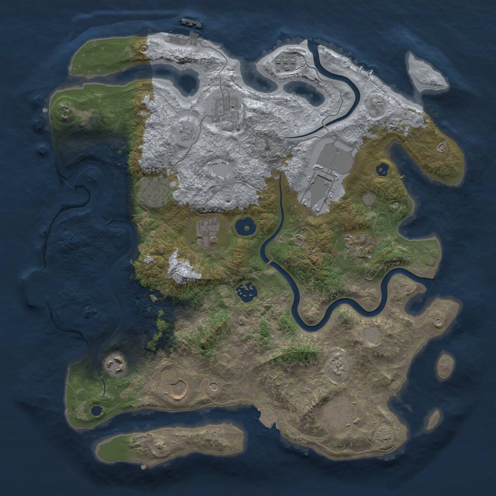 Rust Map: Procedural Map, Size: 3800, Seed: 554379127, 16 Monuments