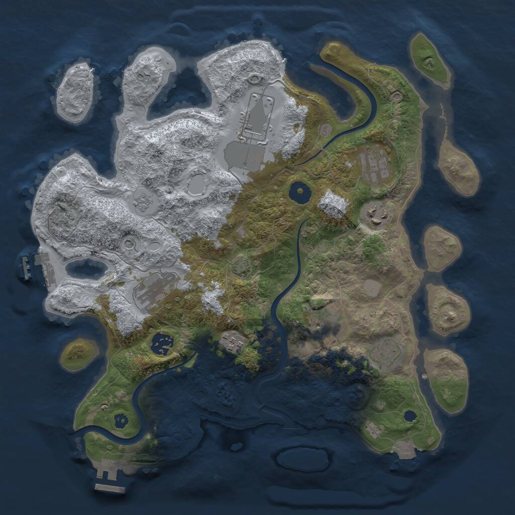 Rust Map: Procedural Map, Size: 3500, Seed: 1911842408, 14 Monuments