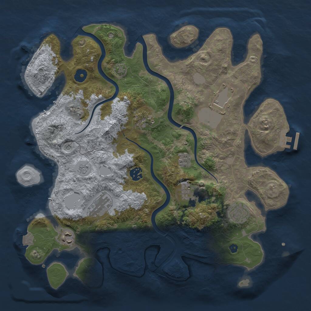 Rust Map: Procedural Map, Size: 3600, Seed: 1745464051, 13 Monuments