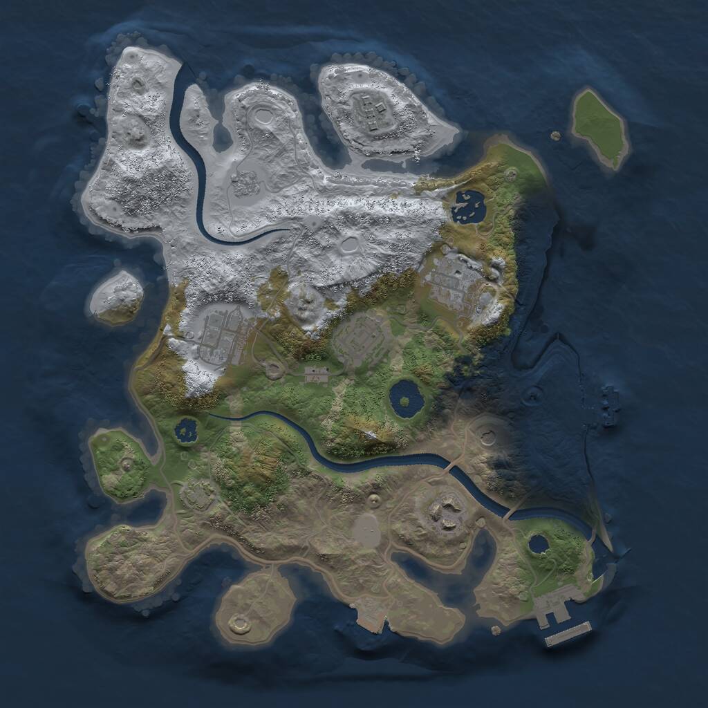 Rust Map: Procedural Map, Size: 3000, Seed: 30682159, 12 Monuments