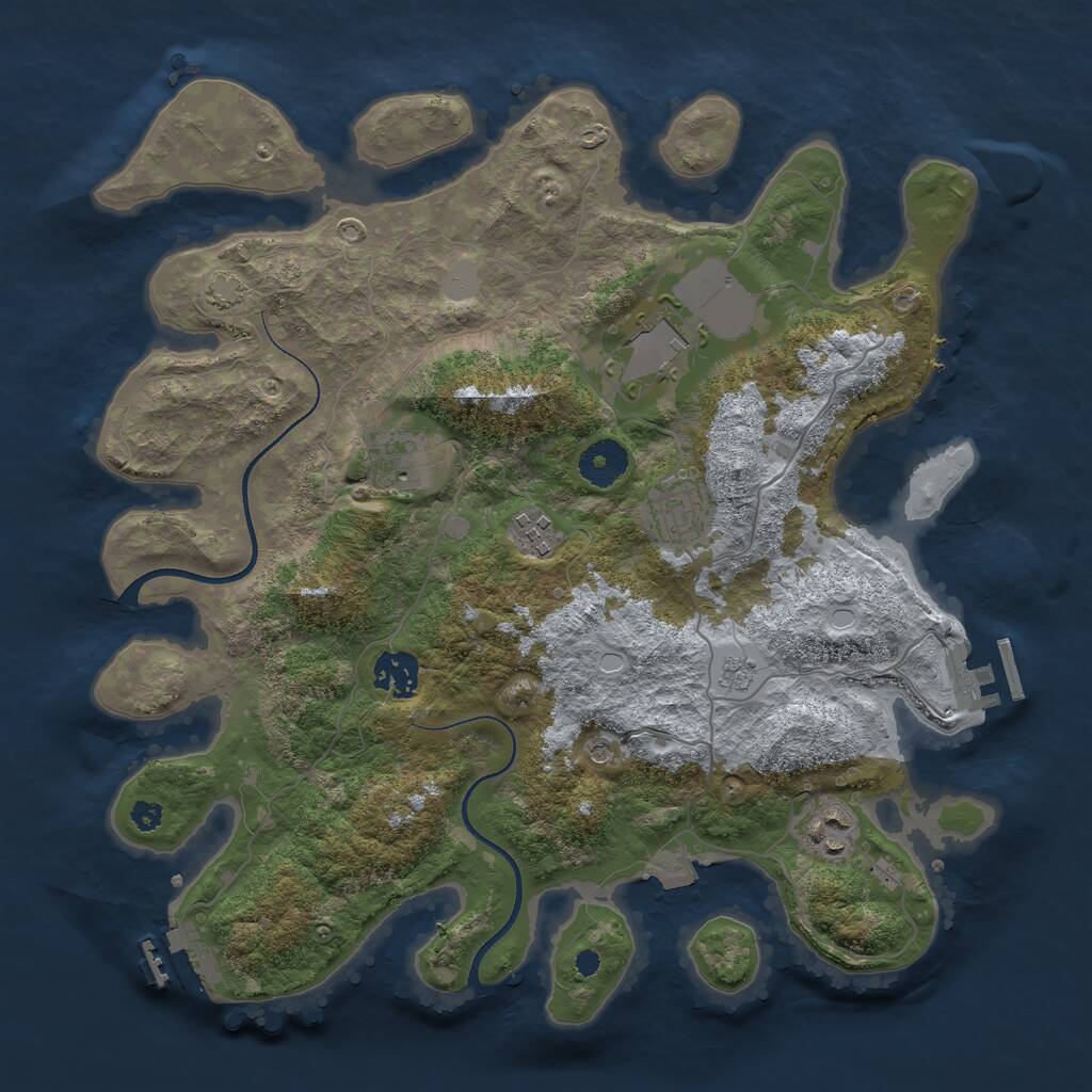 Rust Map: Procedural Map, Size: 3500, Seed: 1231932371, 12 Monuments