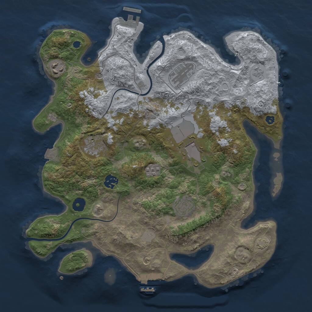 Rust Map: Procedural Map, Size: 3500, Seed: 563372589, 13 Monuments