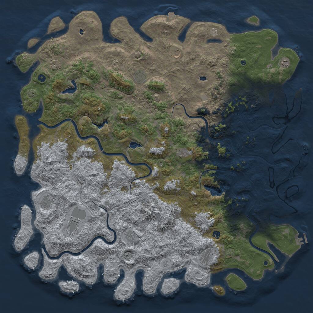 Rust Map: Procedural Map, Size: 6000, Seed: 244791991, 17 Monuments