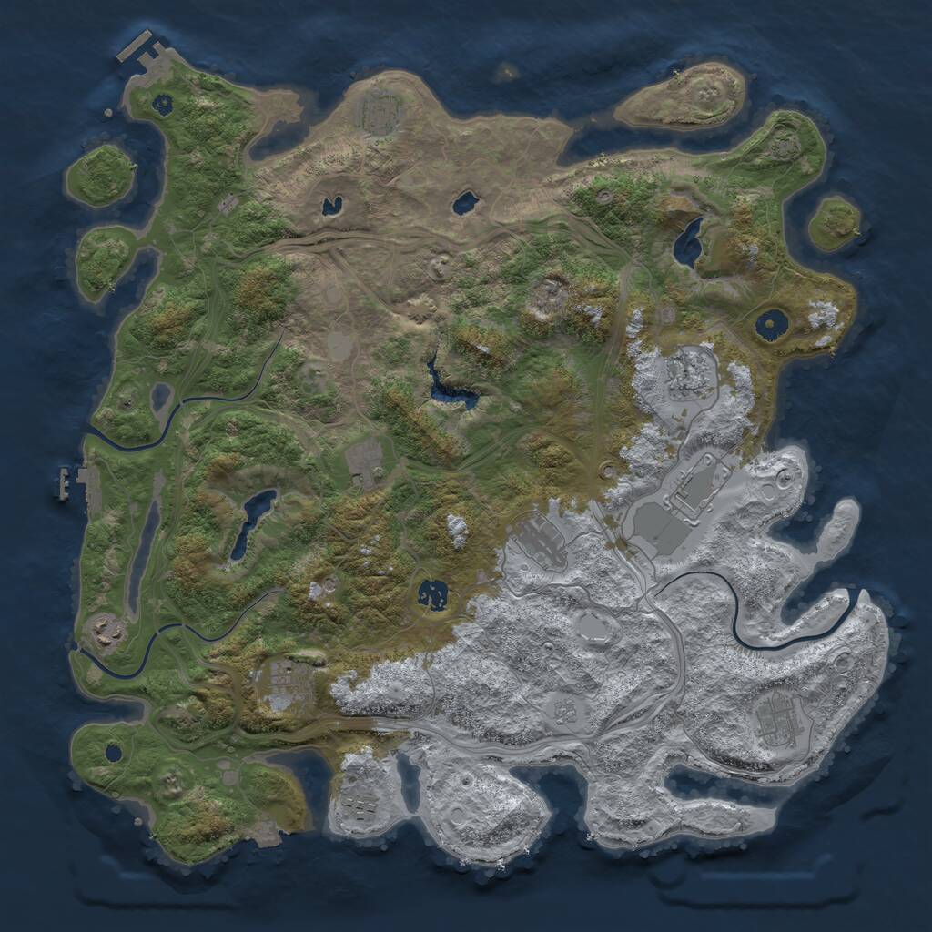 Rust Map: Procedural Map, Size: 4500, Seed: 1399860436, 16 Monuments