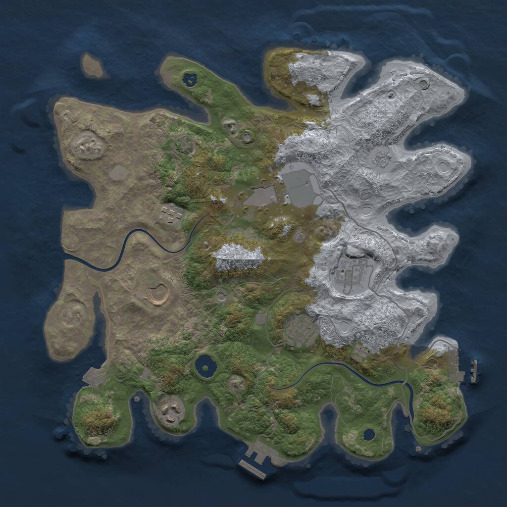 Rust Map: Procedural Map, Size: 3500, Seed: 16262468, 12 Monuments