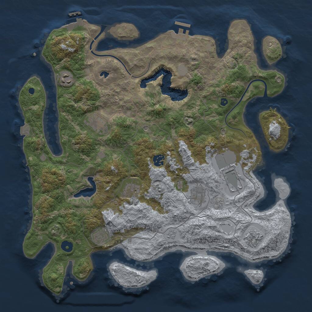 Rust Map: Procedural Map, Size: 4000, Seed: 934442316, 14 Monuments