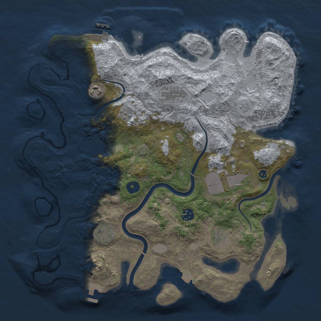 Rust Map: Procedural Map, Size: 3800, Seed: 841, 14 Monuments