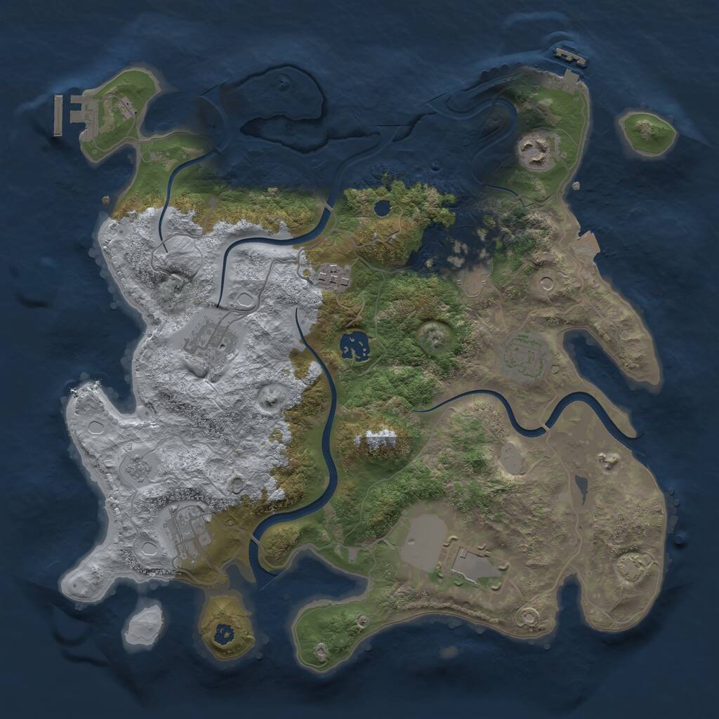 Rust Map: Procedural Map, Size: 3500, Seed: 43180995, 14 Monuments