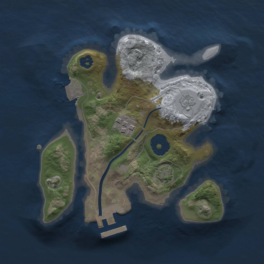 Rust Map: Procedural Map, Size: 2000, Seed: 870908368, 5 Monuments