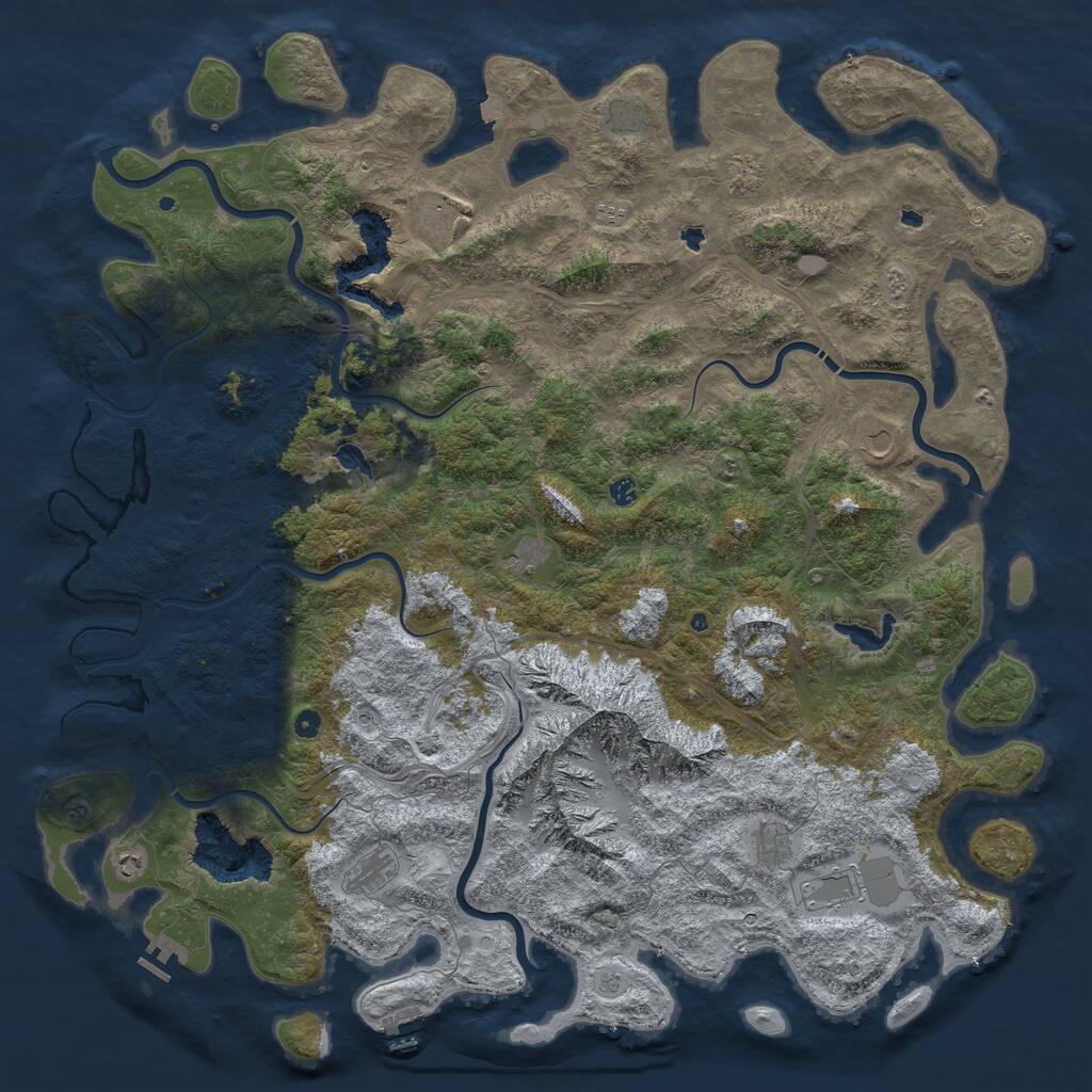 Rust Map: Procedural Map, Size: 6000, Seed: 1378615823, 17 Monuments