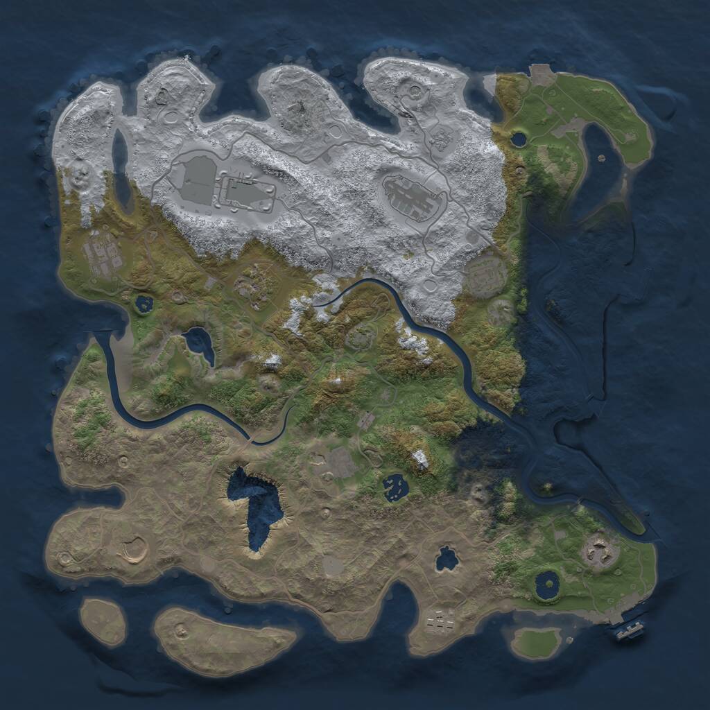 Rust Map: Procedural Map, Size: 4000, Seed: 323457, 16 Monuments