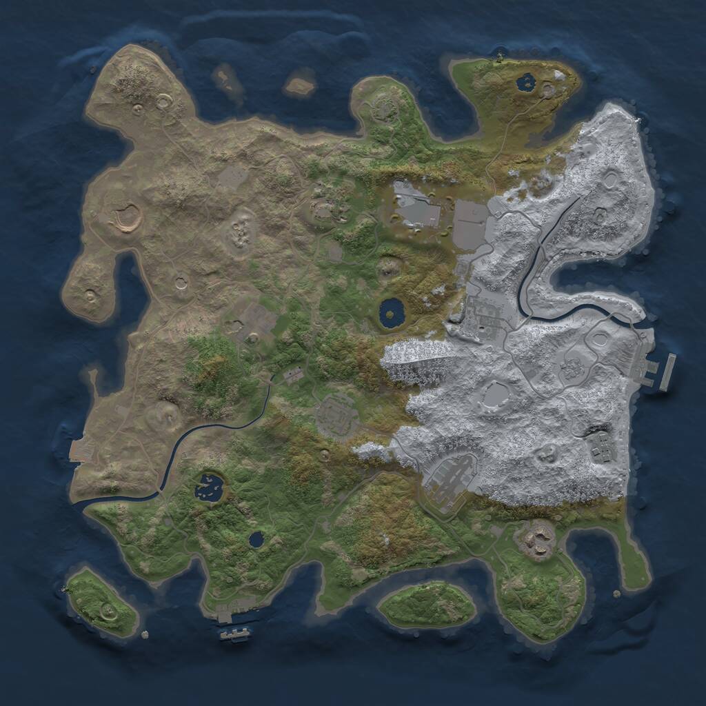 Rust Map: Procedural Map, Size: 3750, Seed: 34531094, 16 Monuments