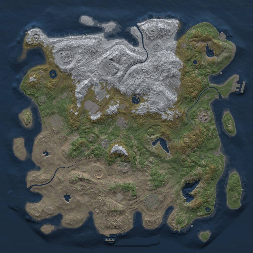 Rust Map: Procedural Map, Size: 4500, Seed: 7819630, 17 Monuments