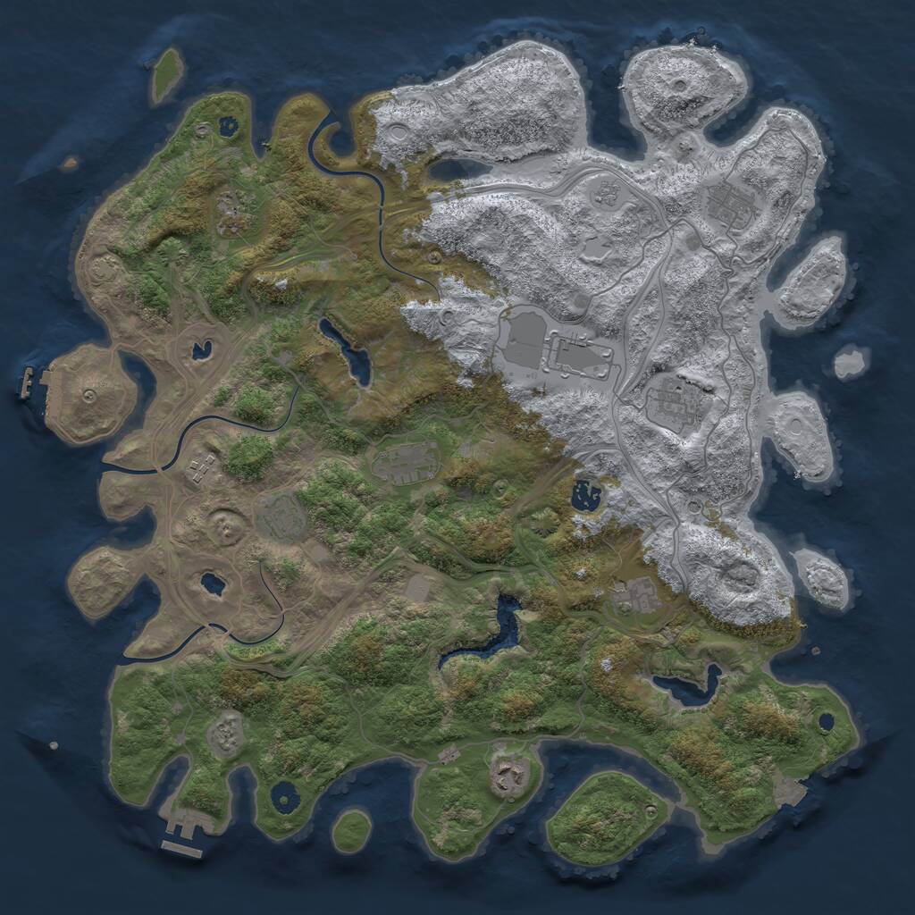 Rust Map: Procedural Map, Size: 4500, Seed: 1004518614, 16 Monuments