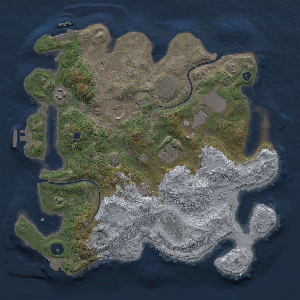 Rust Map: Procedural Map, Size: 3500, Seed: 1555490865, 13 Monuments