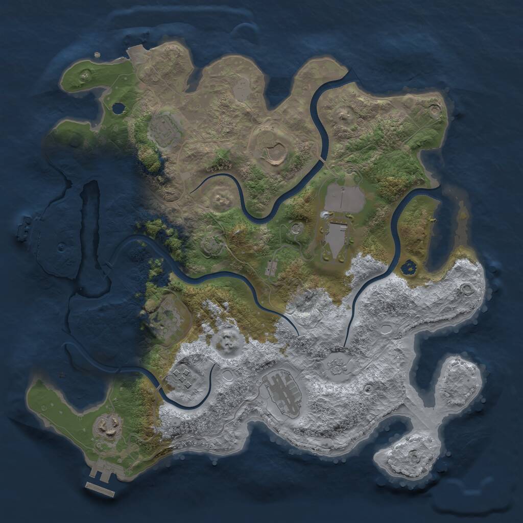 Rust Map: Procedural Map, Size: 3500, Seed: 1555490865, 13 Monuments