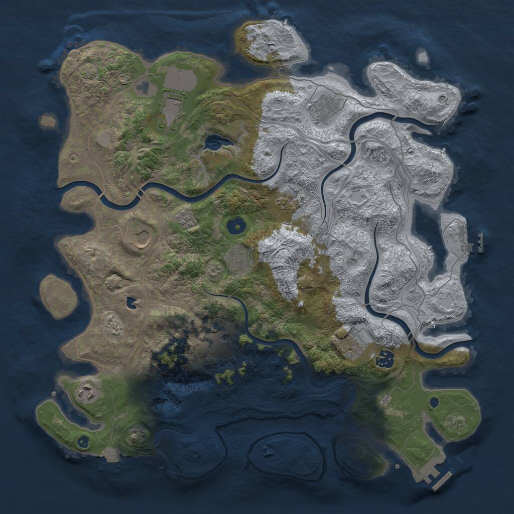 Rust Map: Procedural Map, Size: 4250, Seed: 922387887, 16 Monuments