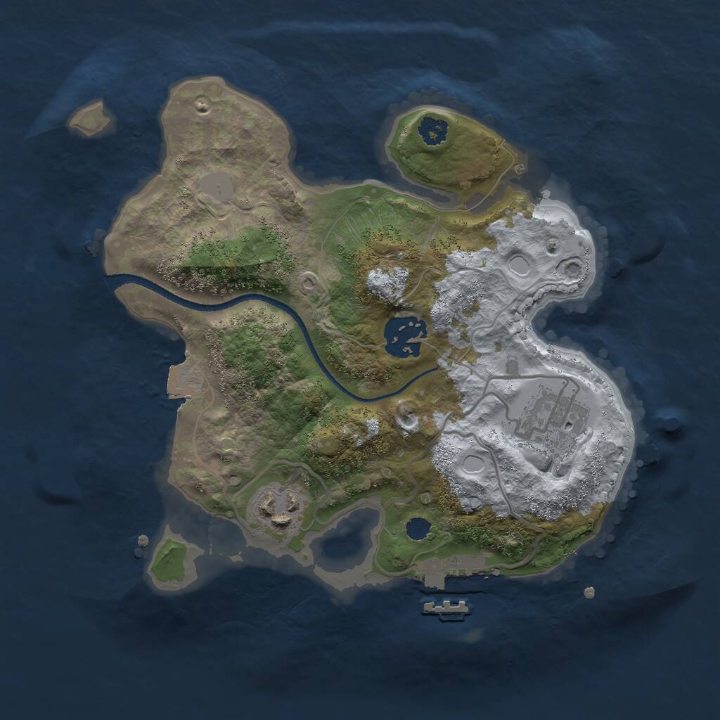 Rust Map: Procedural Map, Size: 2500, Seed: 1693429616, 5 Monuments