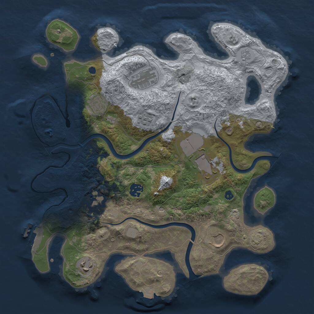 Rust Map: Procedural Map, Size: 3500, Seed: 1428232525, 13 Monuments