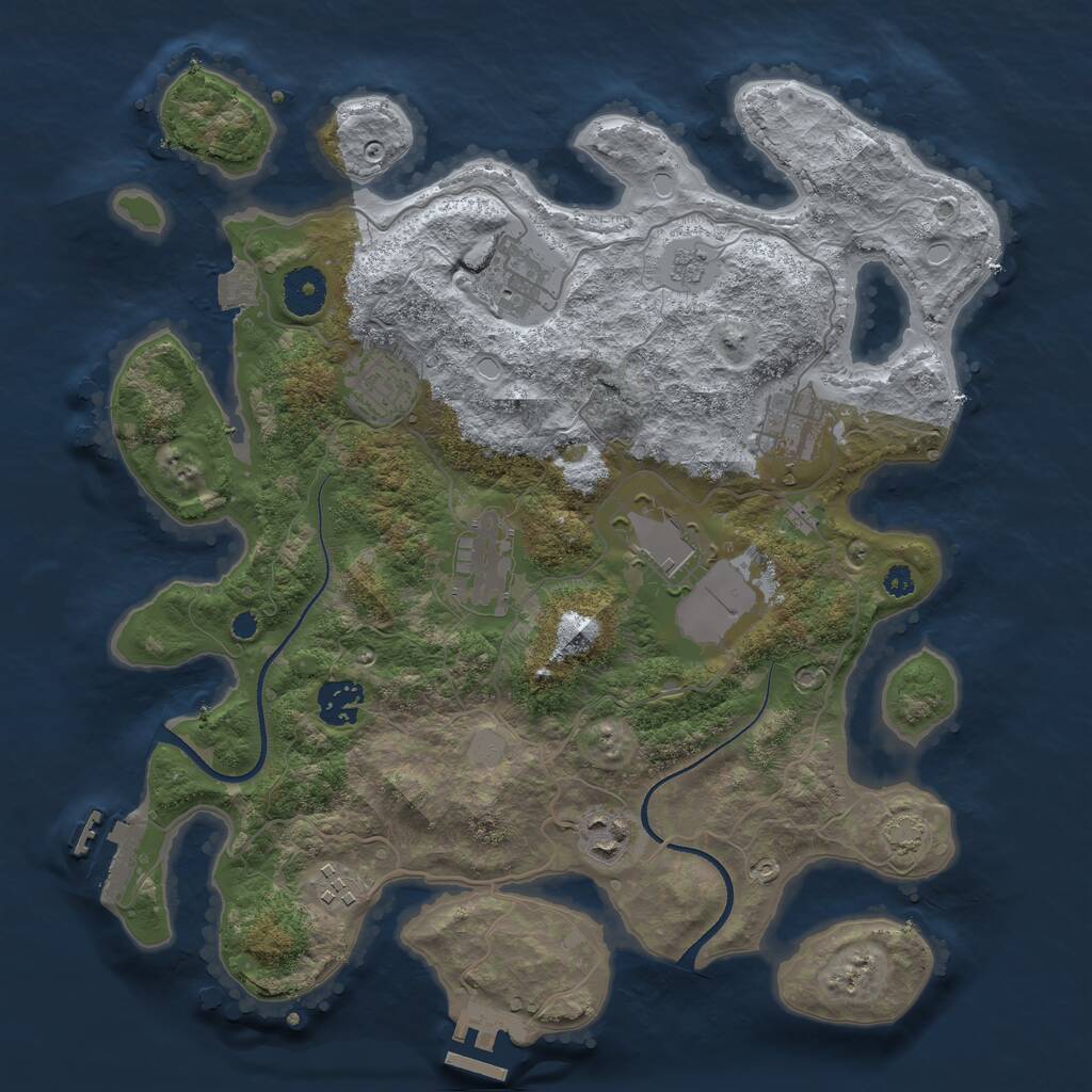Rust Map: Procedural Map, Size: 3500, Seed: 1428232525, 13 Monuments