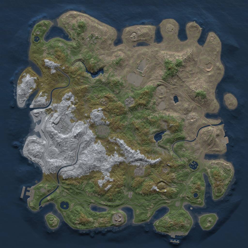 Rust Map: Procedural Map, Size: 4300, Seed: 887634269, 15 Monuments