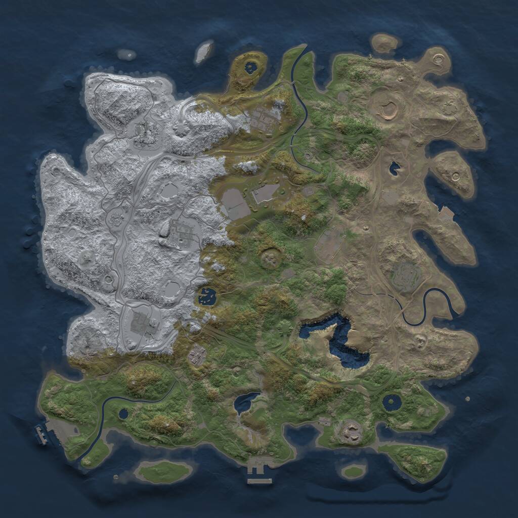 Rust Map: Procedural Map, Size: 4300, Seed: 1947209041, 17 Monuments