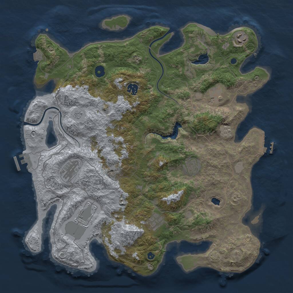 Rust Map: Procedural Map, Size: 4000, Seed: 1423337048, 14 Monuments