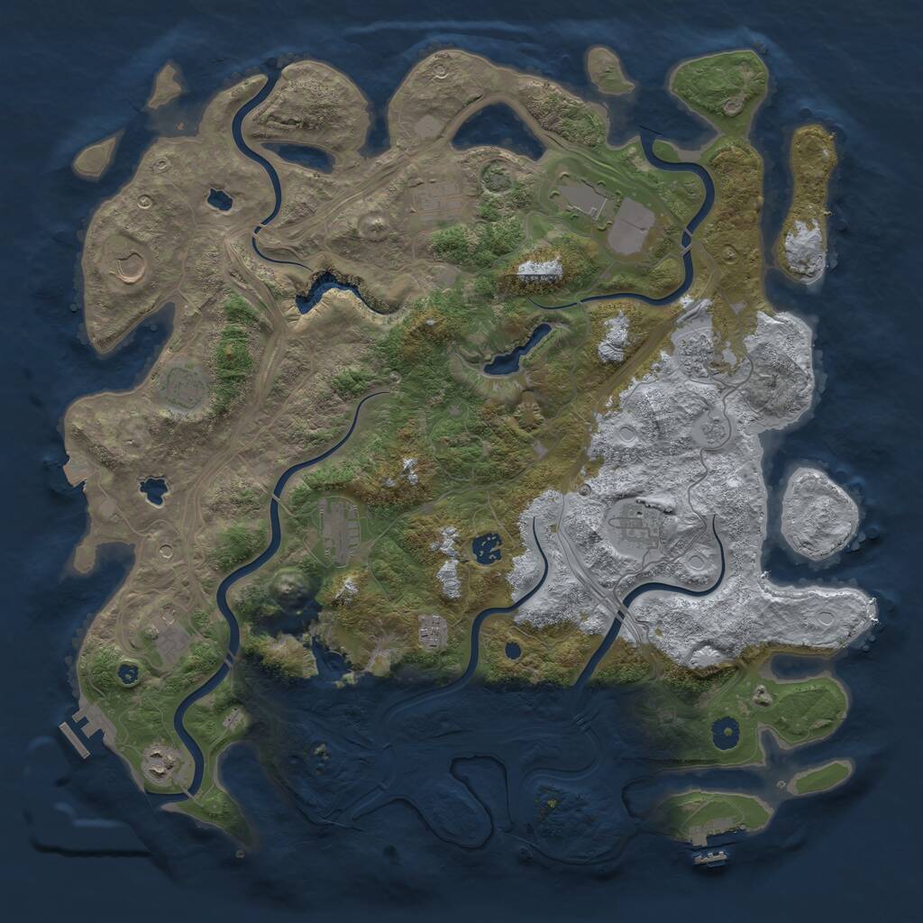 Rust Map: Procedural Map, Size: 4500, Seed: 740154267, 17 Monuments