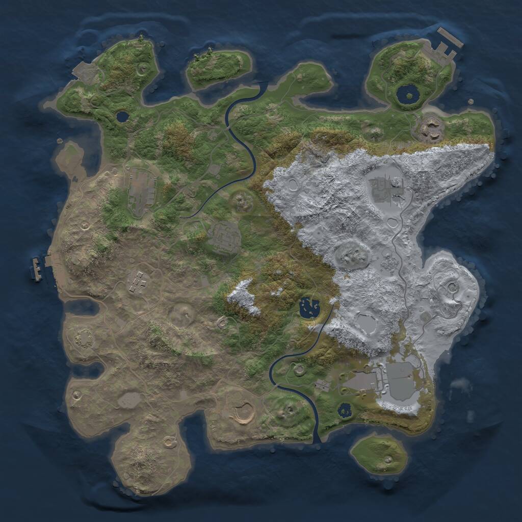 Rust Map: Procedural Map, Size: 3600, Seed: 27325, 14 Monuments