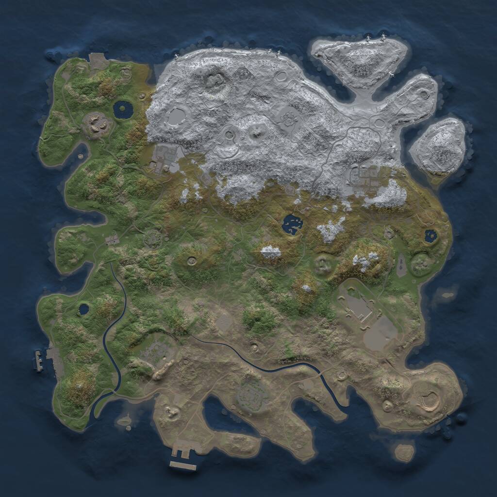 Rust Map: Procedural Map, Size: 3800, Seed: 1401967550, 14 Monuments