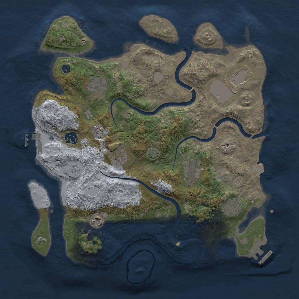 Rust Map: Procedural Map, Size: 3522, Seed: 43353, 14 Monuments