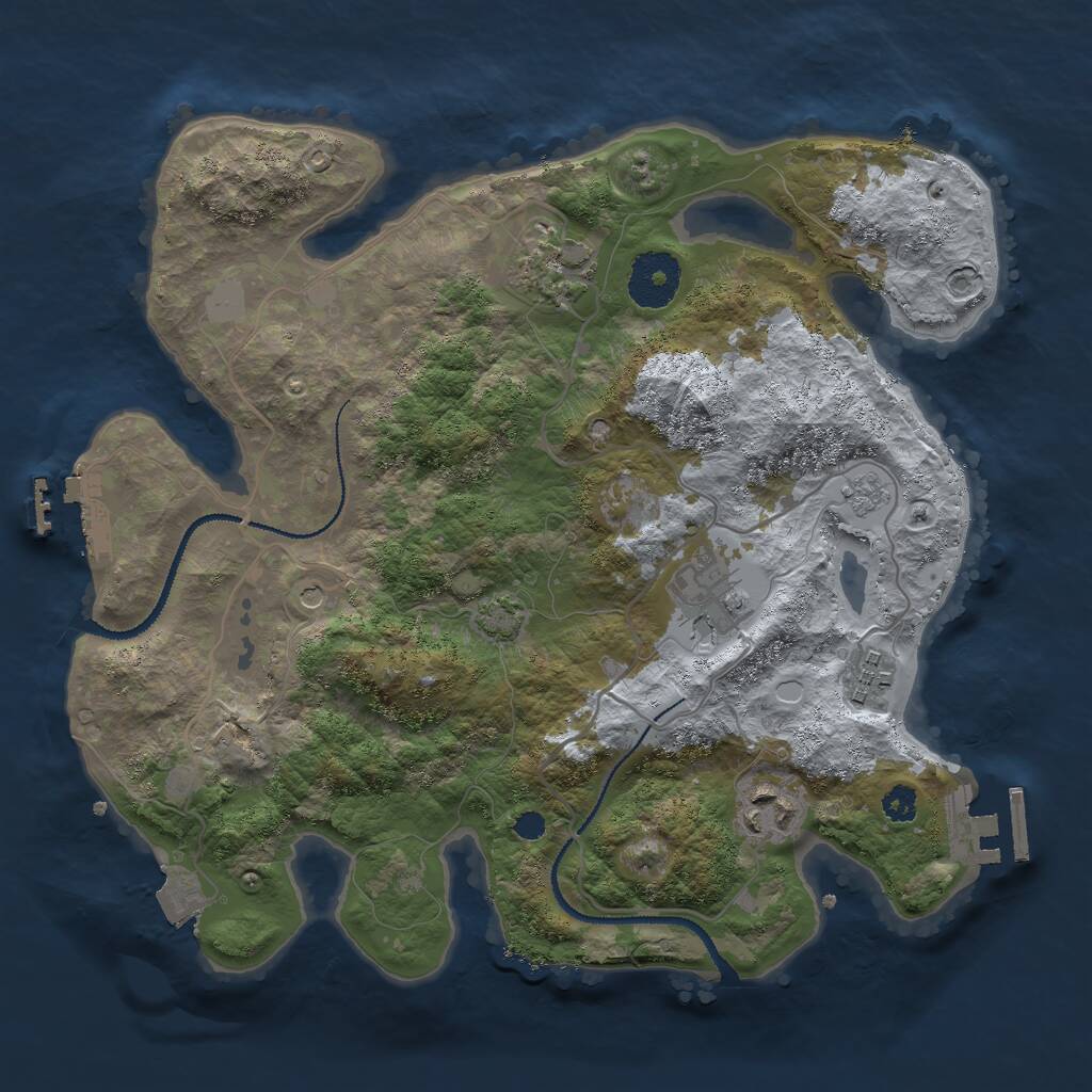 Rust Map: Procedural Map, Size: 3000, Seed: 374843098, 10 Monuments