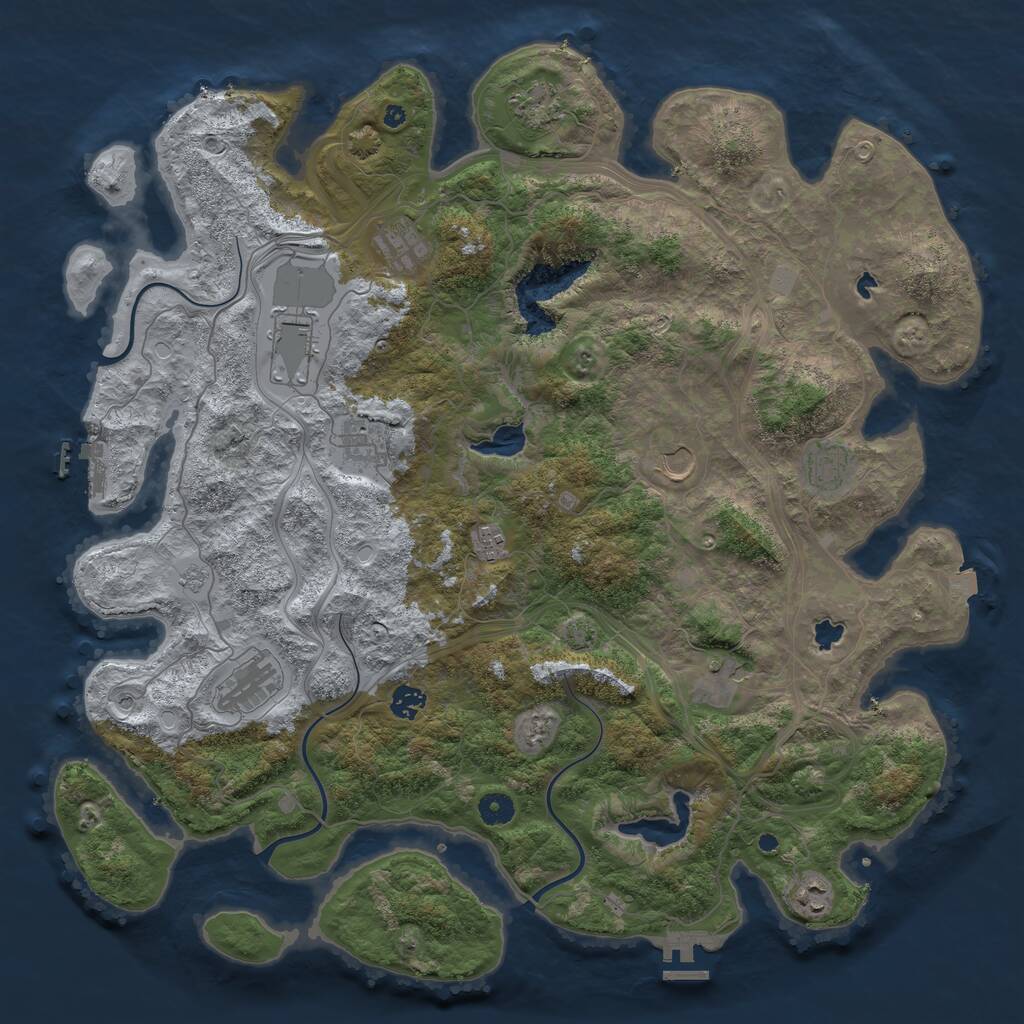 Rust Map: Procedural Map, Size: 4500, Seed: 1213016403, 17 Monuments
