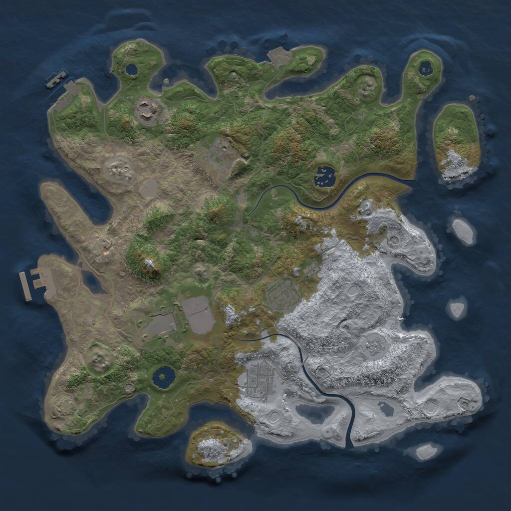 Rust Map: Procedural Map, Size: 3500, Seed: 1231234123, 12 Monuments