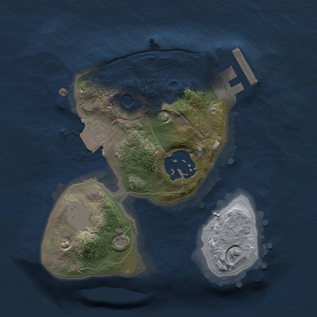 Rust Map: Procedural Map, Size: 1600, Seed: 4443, 4 Monuments