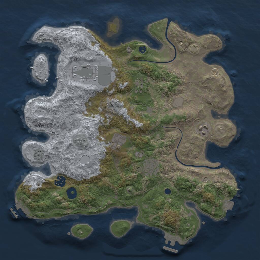 Rust Map: Procedural Map, Size: 3500, Seed: 2055612577, 13 Monuments