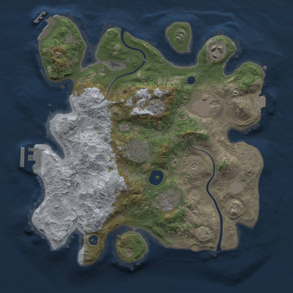 Rust Map: Procedural Map, Size: 3000, Seed: 632575530, 11 Monuments