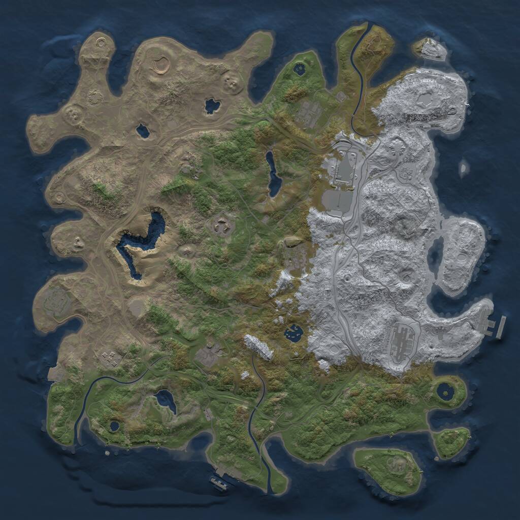 Rust Map: Procedural Map, Size: 4500, Seed: 45644, 17 Monuments
