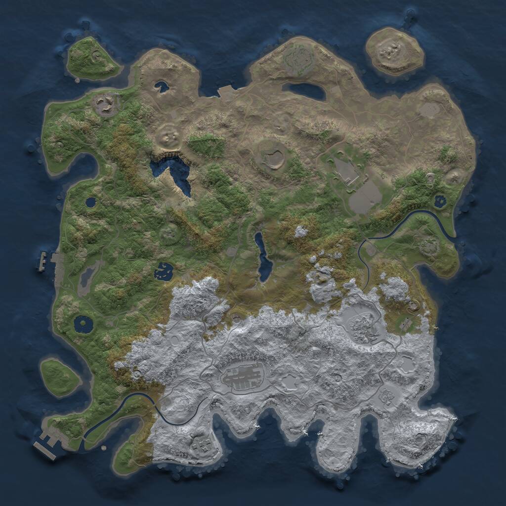 Rust Map: Procedural Map, Size: 4000, Seed: 336677, 14 Monuments