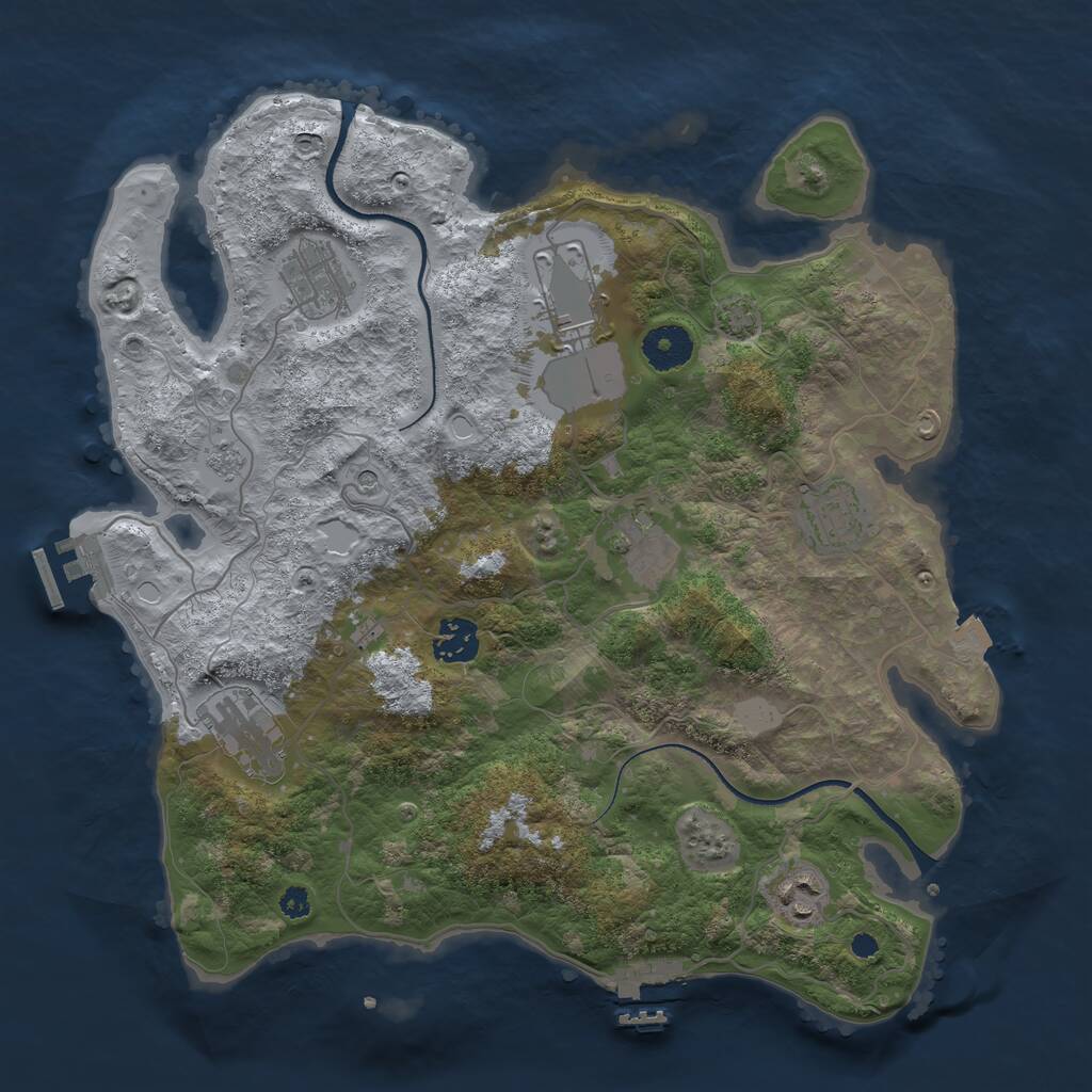 Rust Map: Procedural Map, Size: 3500, Seed: 470726388, 13 Monuments