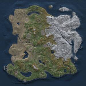 Thumbnail Rust Map: Procedural Map, Size: 4300, Seed: 30090000, 15 Monuments