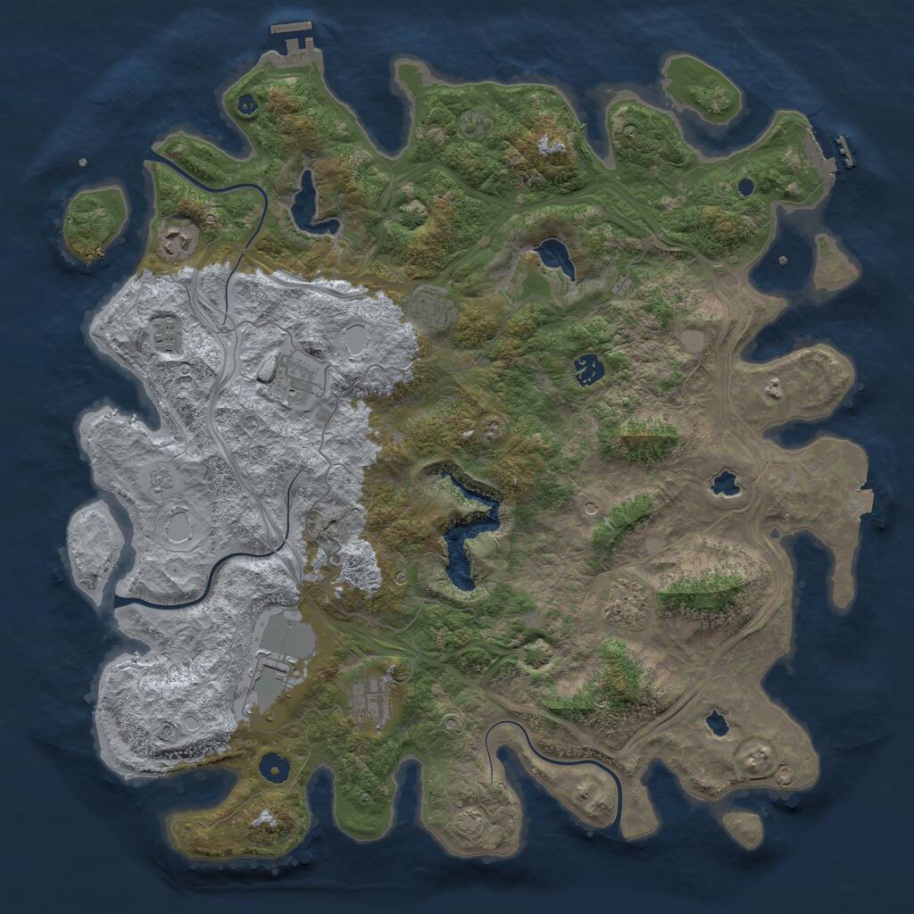Rust Map: Procedural Map, Size: 4500, Seed: 500007820, 14 Monuments