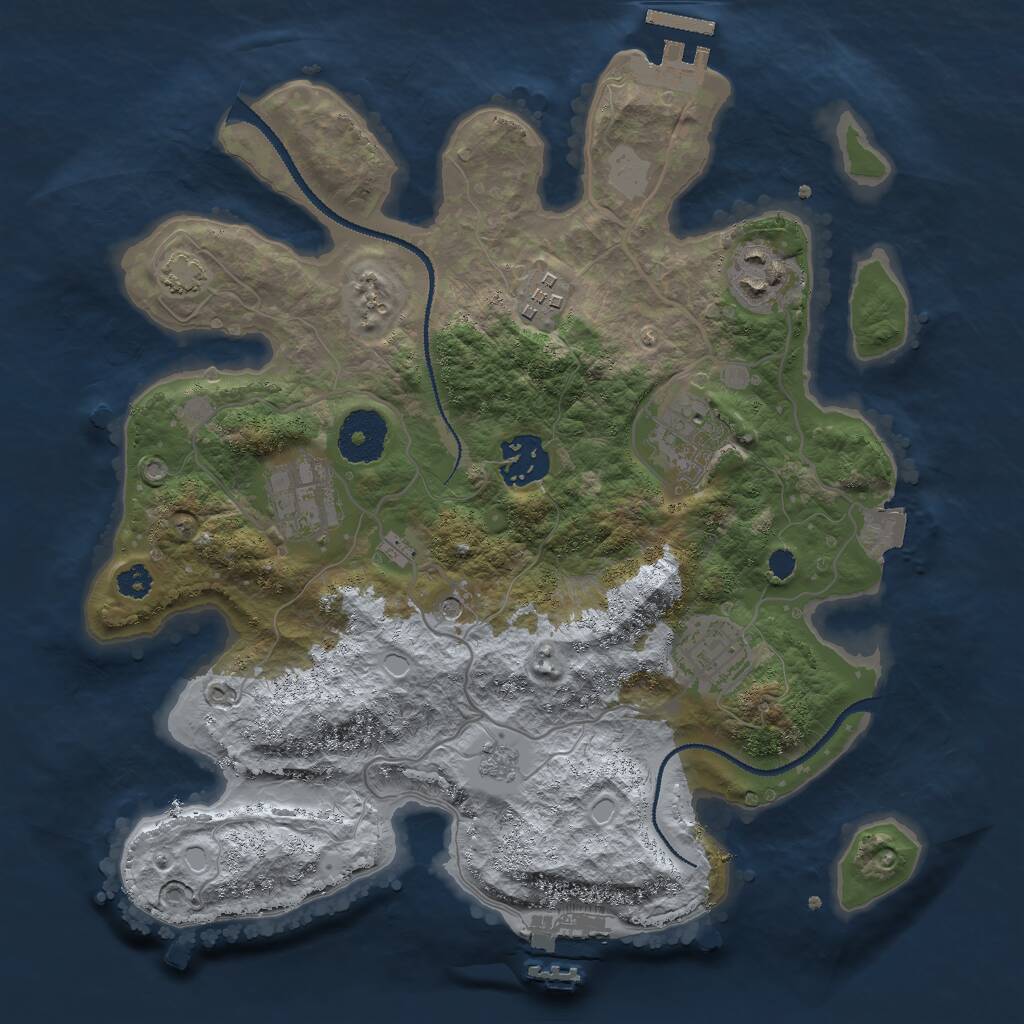 Rust Map: Procedural Map, Size: 3000, Seed: 355563, 12 Monuments