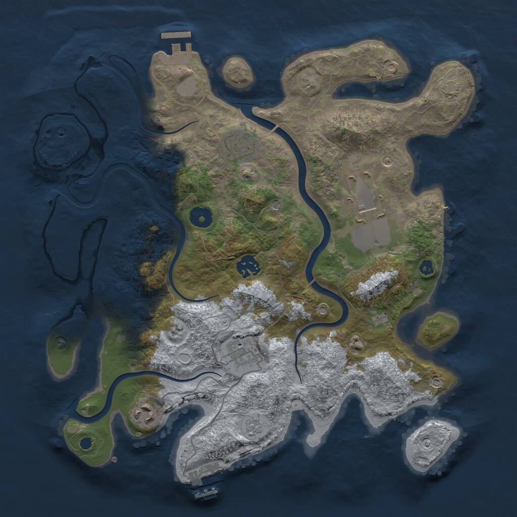 Rust Map: Procedural Map, Size: 3500, Seed: 6853, 12 Monuments