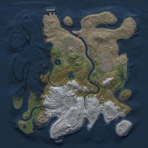 Thumbnail Rust Map: Procedural Map, Size: 3500, Seed: 6853, 12 Monuments